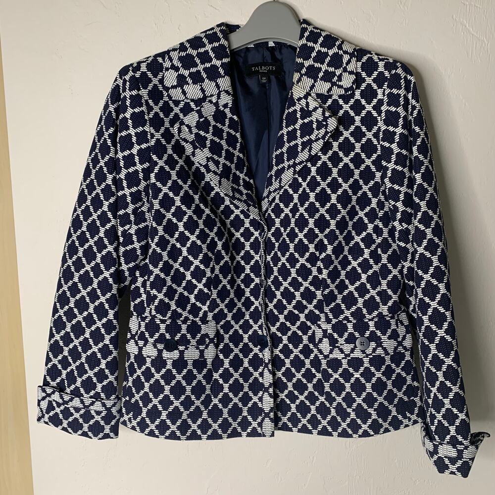 Talbots Blazor Navy & White Pattern Women's Size … - image 1